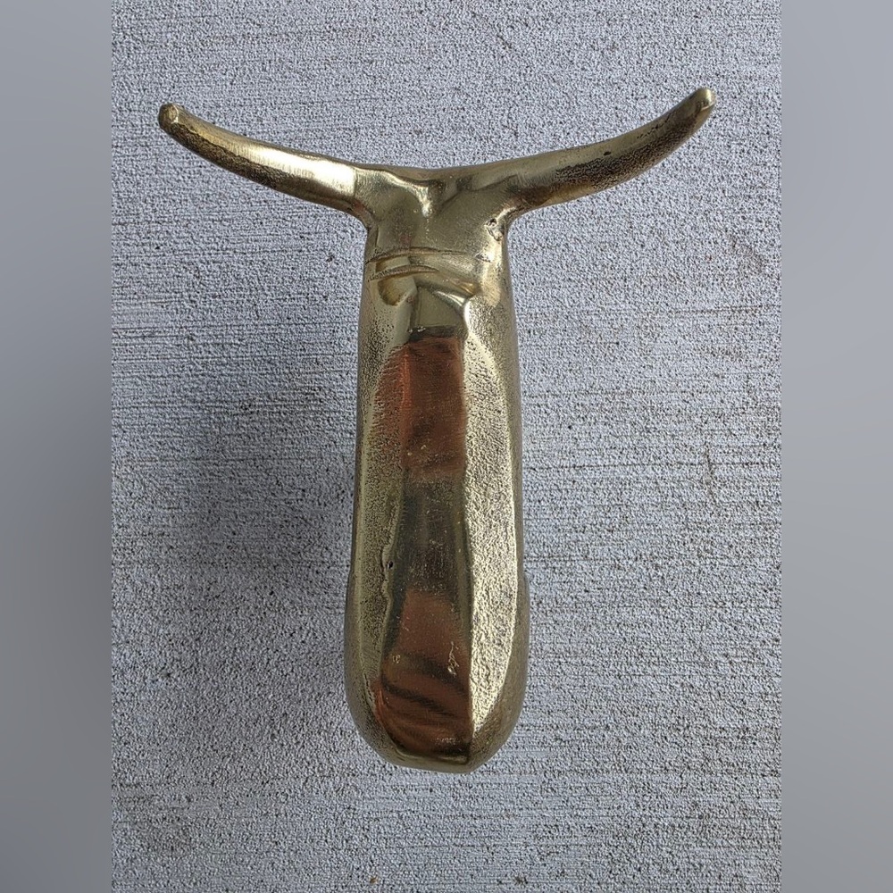 Vintage Mid Century Modern Solid Brass Bull Figurine 6”Abstract Animal Sculpture - Picture 4 of 8